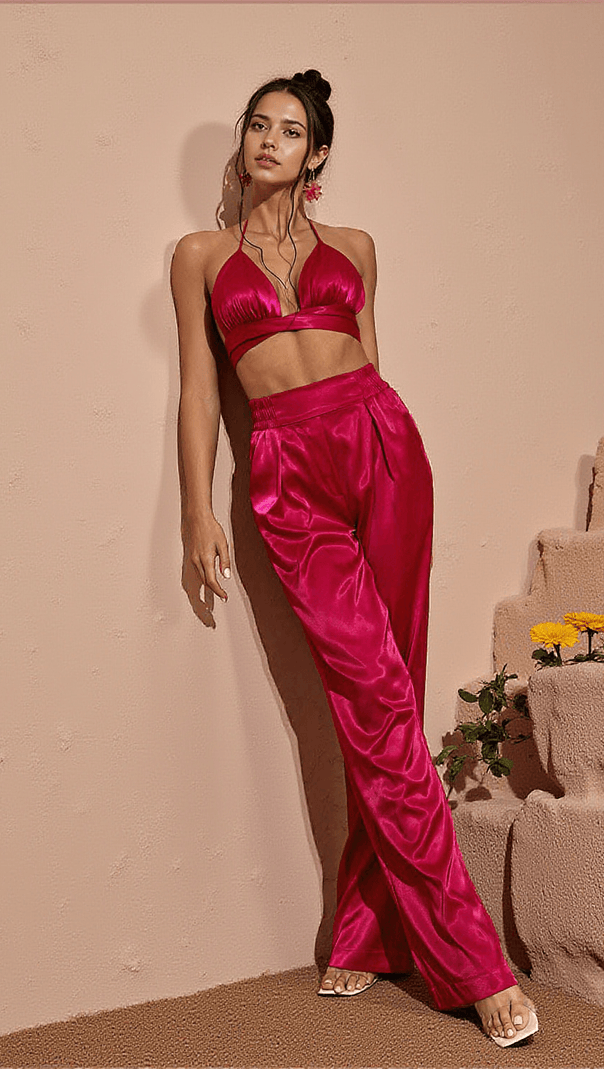 AIIZIE ZARIYAH SATIN BLAZER IN HOT PINK - product image