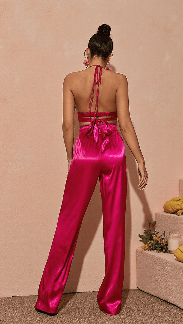 AIIZIE ZARIYAH SATIN BLAZER IN HOT PINK - product image