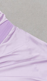 ONE SHOULDER SATIN MIDI DRESS IN LILAC