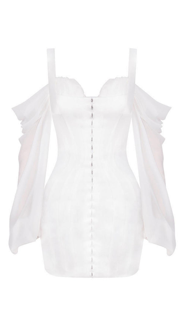 AIIZIE WHITE CORSET DRESS WITH BLOUSON SLEEVES - product image