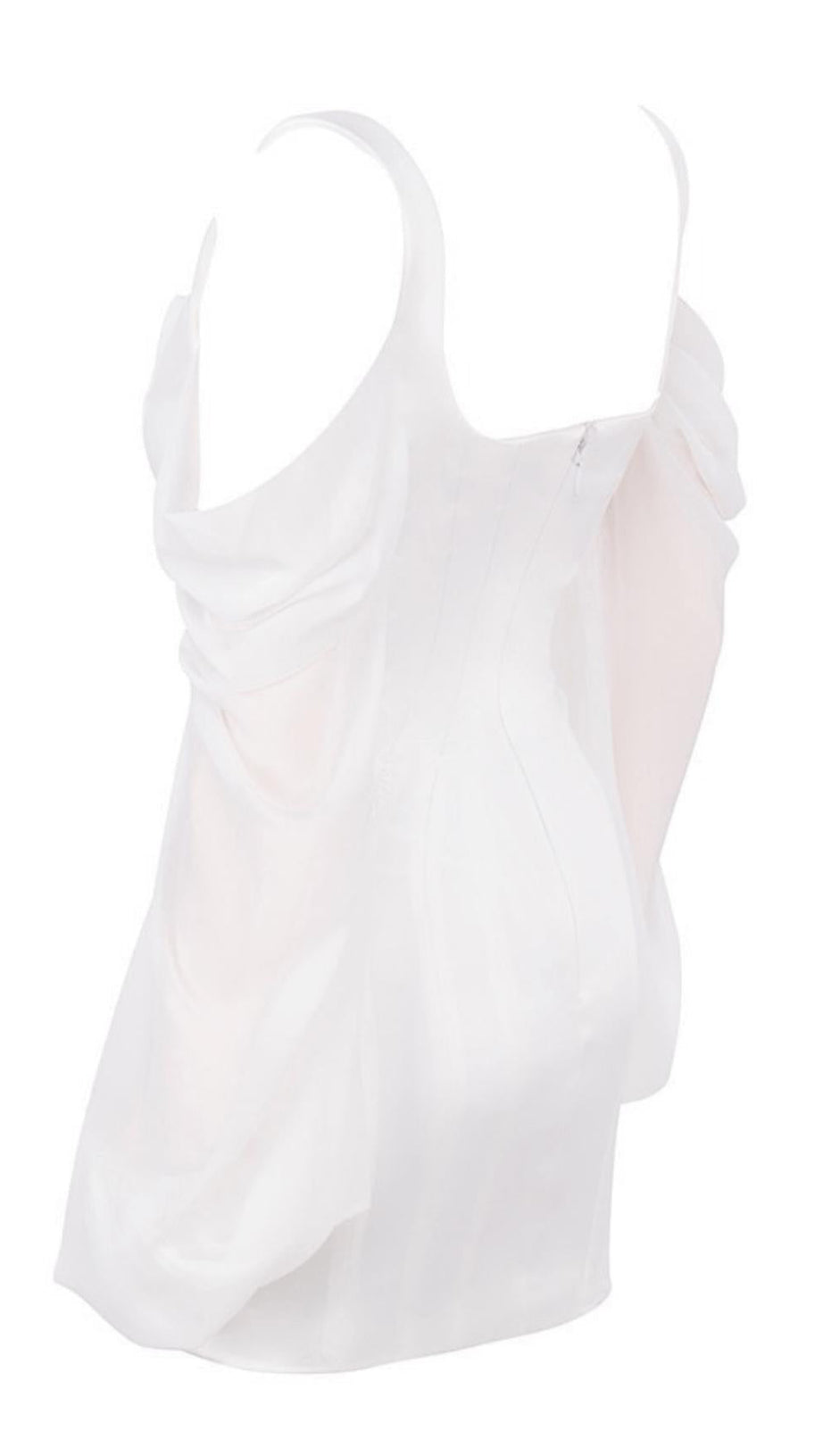 WHITE CORSET DRESS WITH BLOUSON SLEEVES