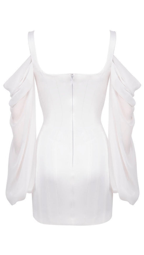 ABITO CORSETTO BIANCO CON MANICHE A BLOUSON 