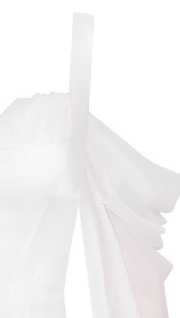 ABITO CORSETTO BIANCO CON MANICHE A BLOUSON 