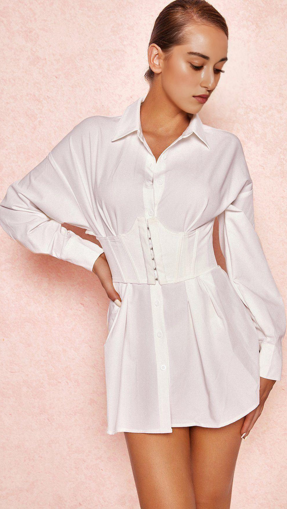 ABITO CAMICIA BIANCO CON VITA STRETTA