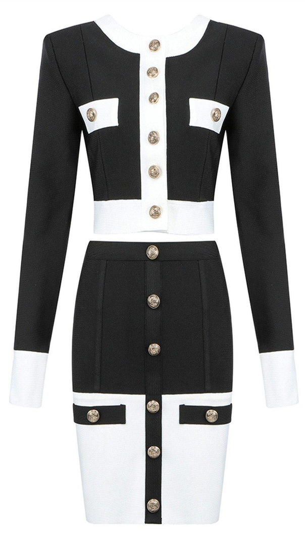 AIIZIE WHITE AND BLACK BANDAGE DRESS - product image