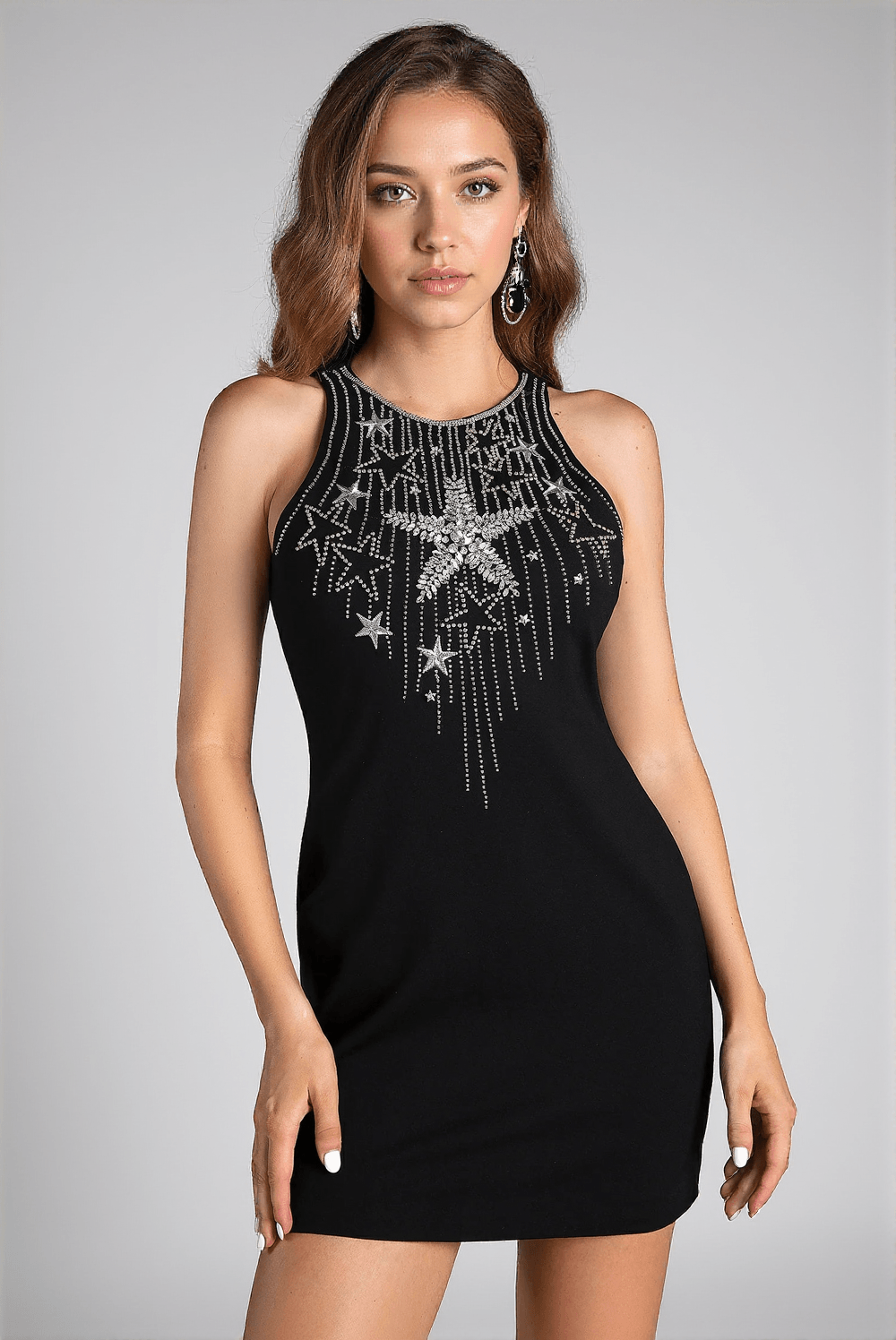 LOGOU SLEEVELESS STAR DIAMOND MINI DRESS