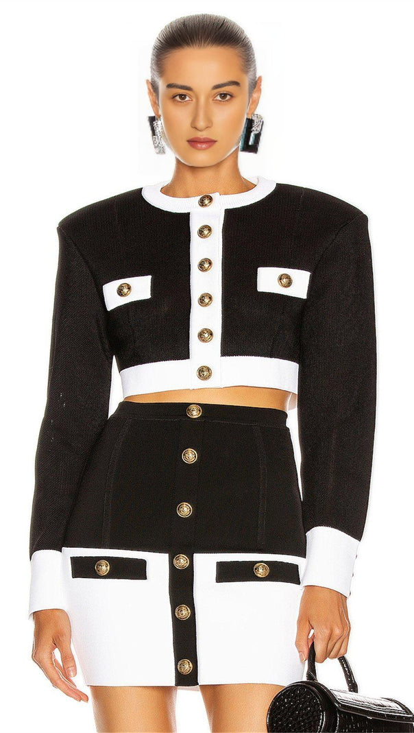 AIIZIE WHITE AND BLACK BANDAGE DRESS - product image