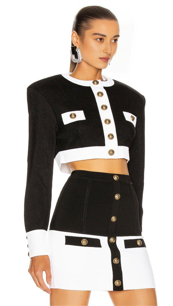 AIIZIE WHITE AND BLACK BANDAGE DRESS - product image
