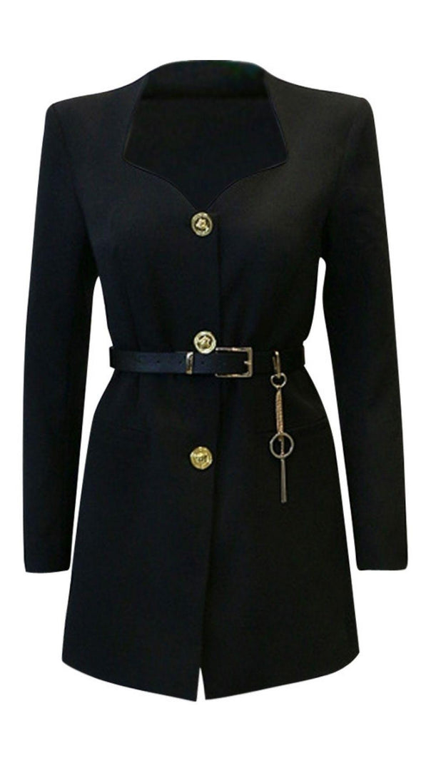 AIIZIE V-NECK SHOULDER PADS BUSINESS SUIT DRESS - product image