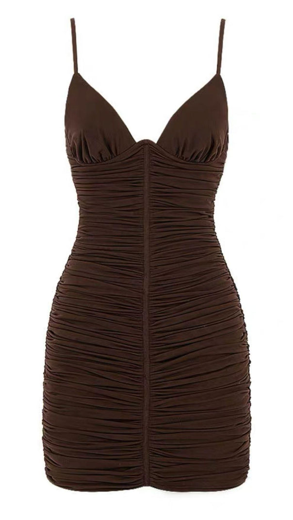 AIIZIE V-NECK MESH SKIRT WITH PLEATED STRAPS. - product image