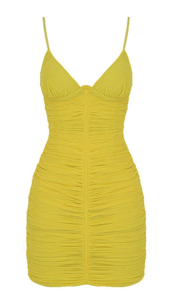 AIIZIE V-NECK MESH SKIRT WITH PLEATED STRAPS. - product image