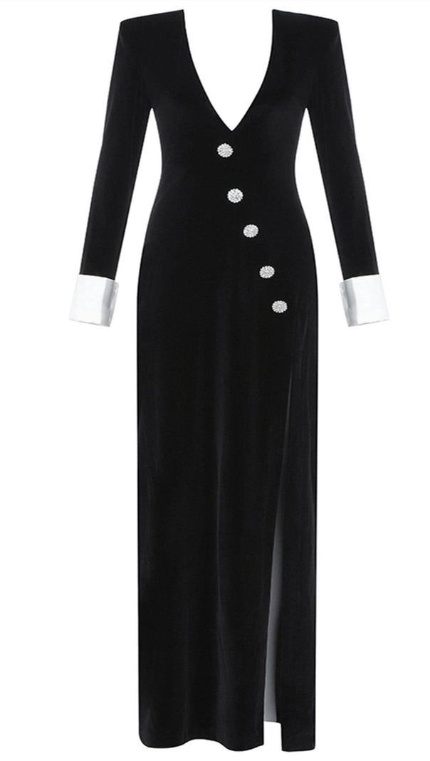 AIIZIE VINTAGE FRENCH STYLE V-NECK SLIT DRESS - product image