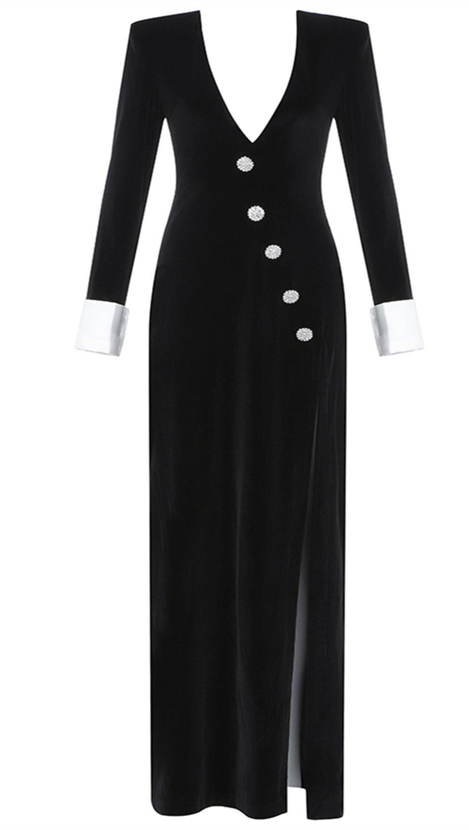 VINTAGE FRENCH STYLE V-NECK SLIT DRESS