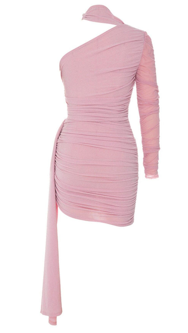 AIIZIE SEQUIN RUCHED MINI DRESS IN ROSE PINK - product image
