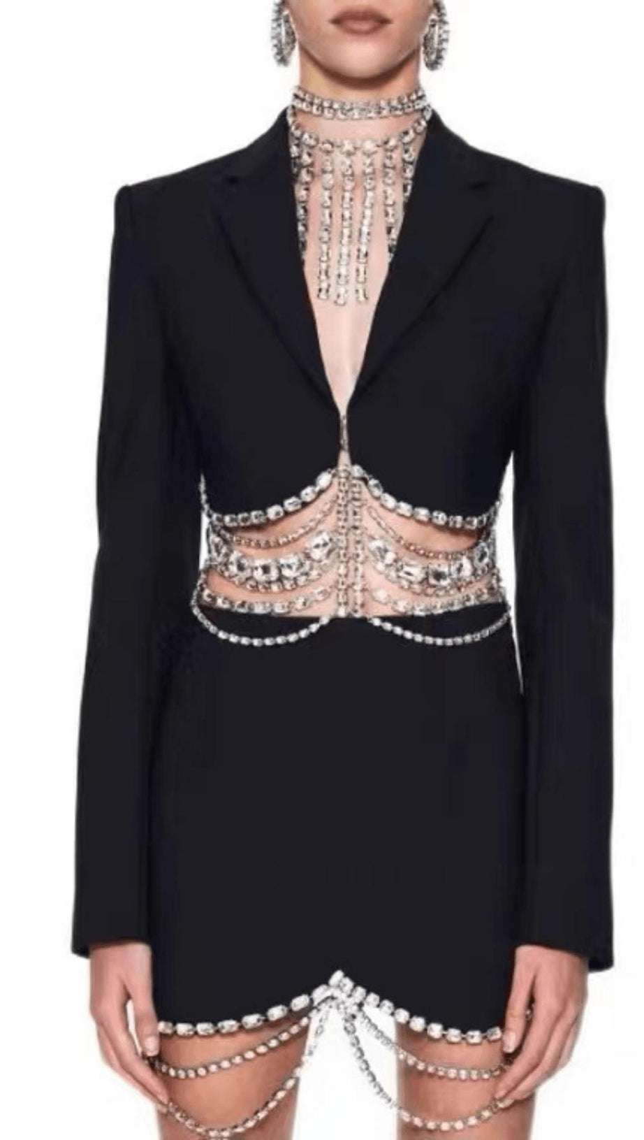 ABITO DUE PEZZI CON CATENA DI STRASS