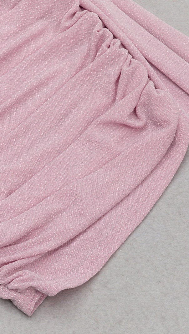 AIIZIE SEQUIN RUCHED MINI DRESS IN ROSE PINK - product image