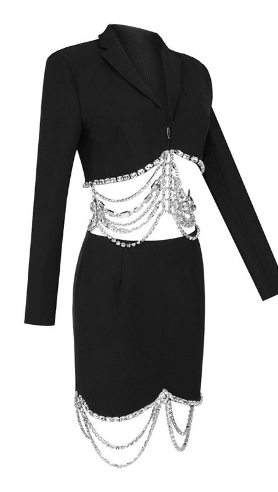 ABITO DUE PEZZI CON CATENA DI STRASS