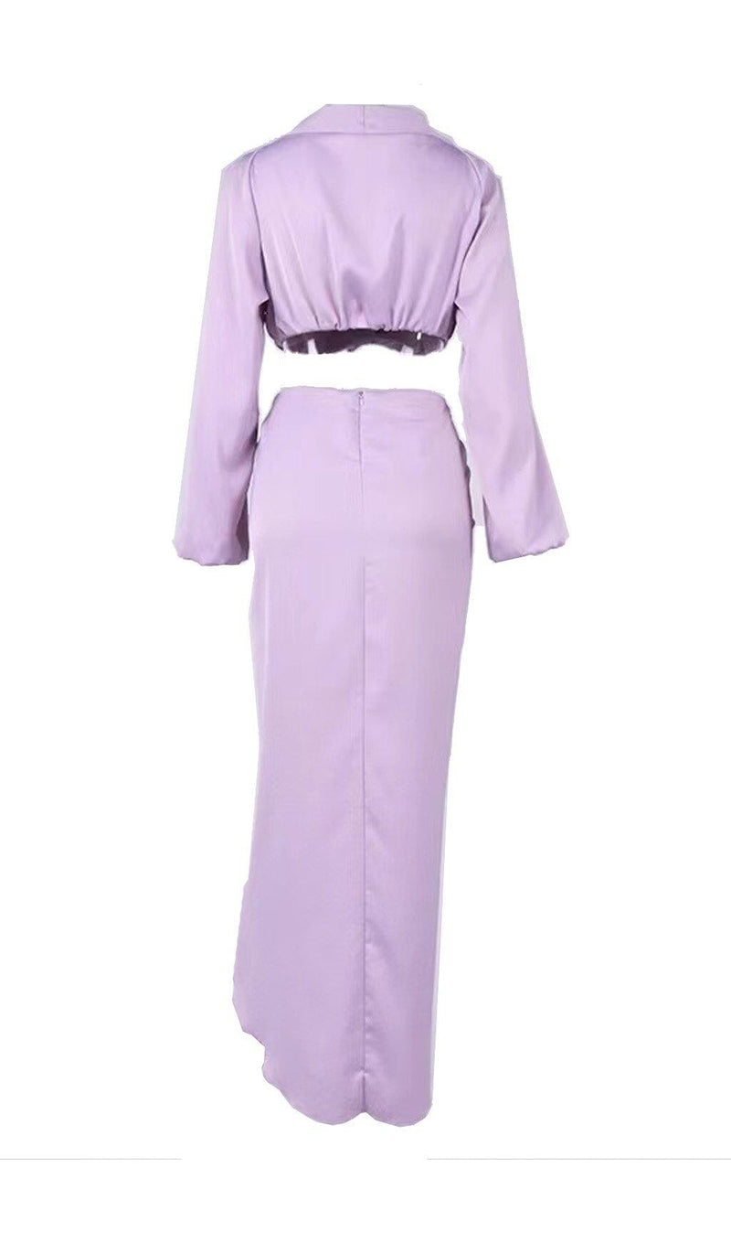 TWO-PIECE LONG-SLEEVED SPLIT DRESS