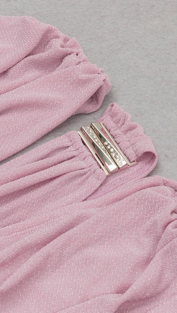 MINI ABITO ROSA CON RUCHES E PAILLETTES 