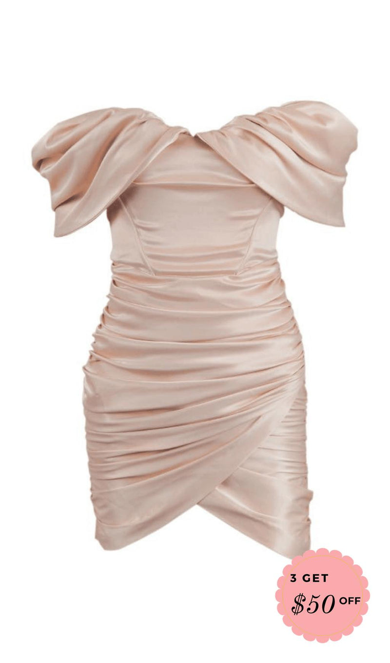 TUBE TOP PLEATED SKIRT IN PINK