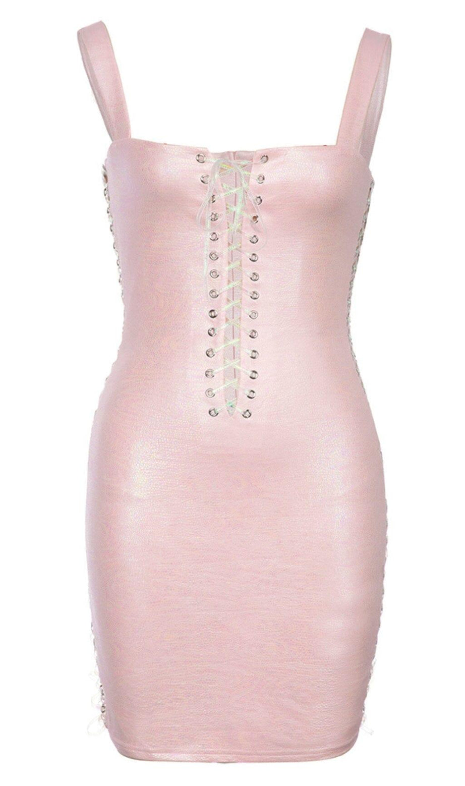 Bodycon-Kleid mit Ösen und Schnürung in Pink
