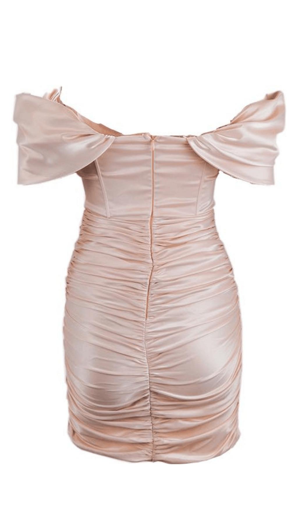 TUBE TOP PLEATED SKIRT IN PINK