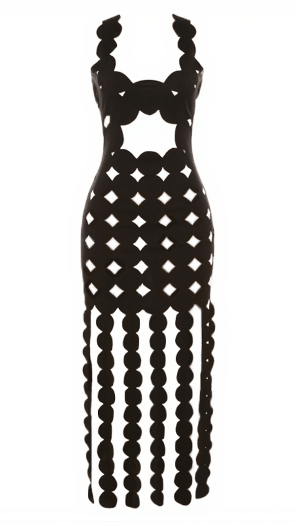 AIIZIE NYX CIRCLE CUTOUT FRINGE MAXI DRESS - product image