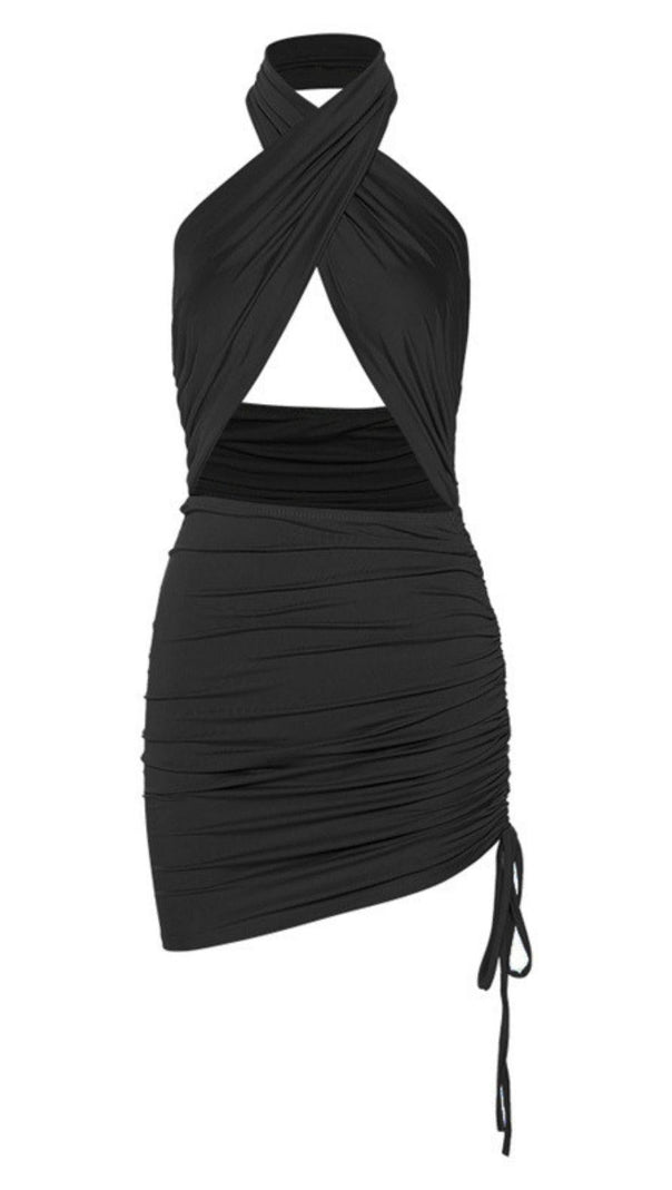Wickelkleid mit Krawatte.