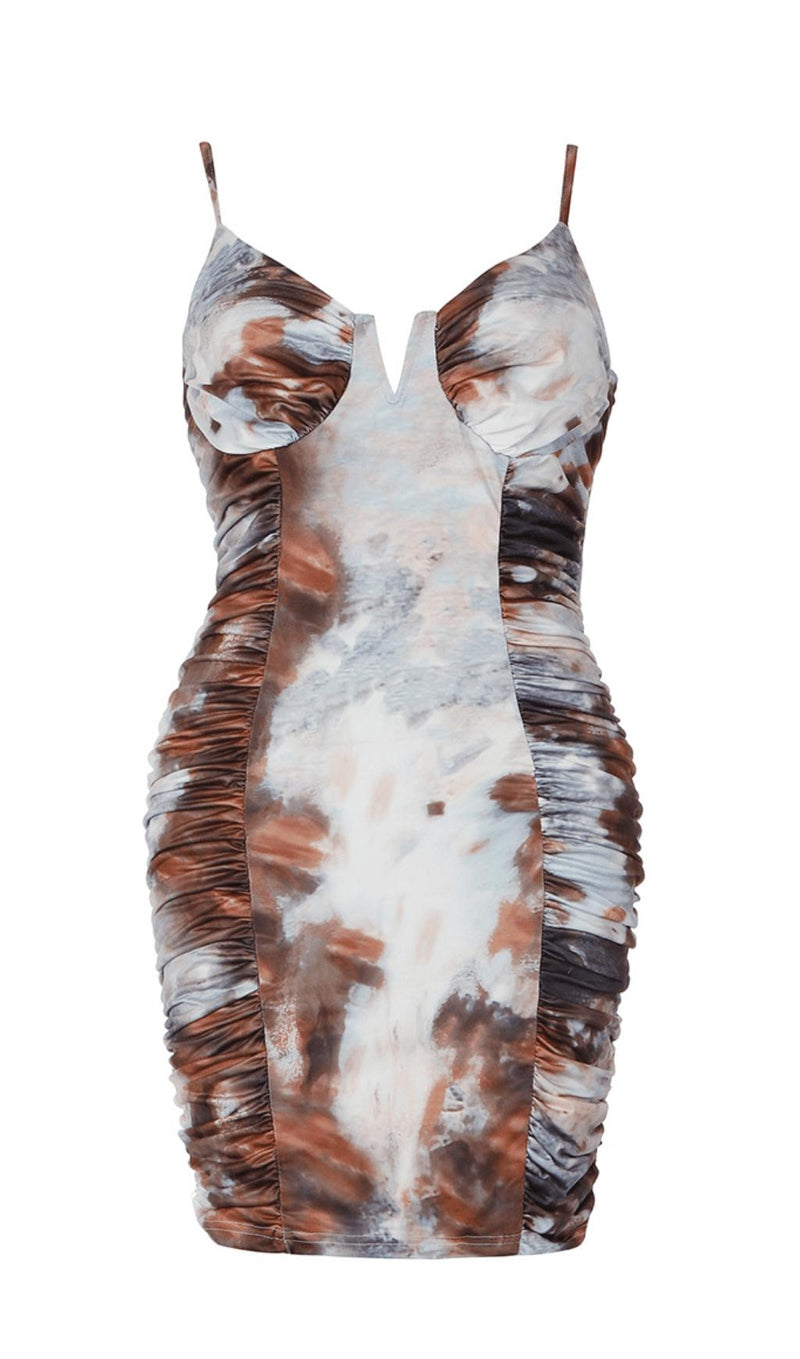 Tie-dye low-cut dress