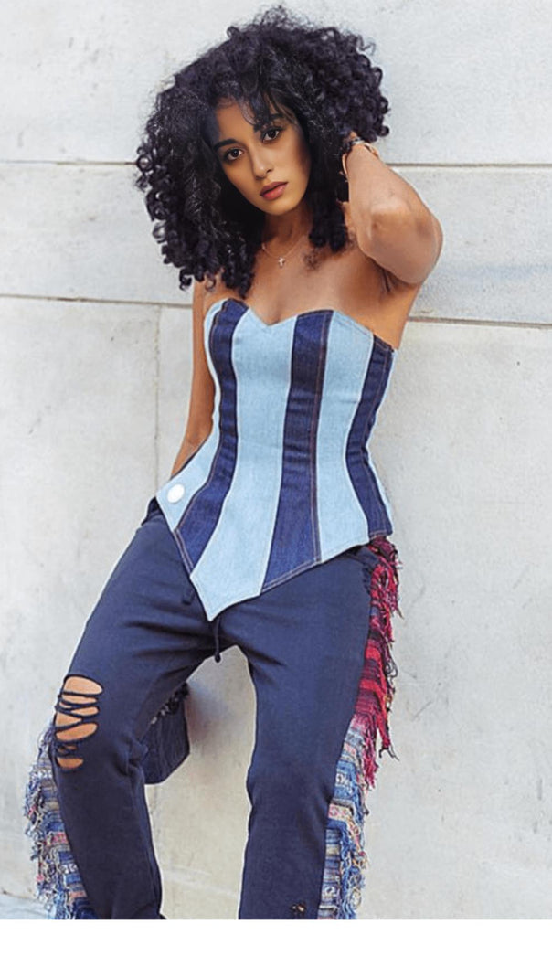 AIIZIE TIE DENIM WRAP CHEST. - product image
