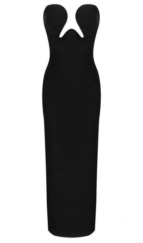 THEODORA BLACK MAXI BANDAGE DRESS