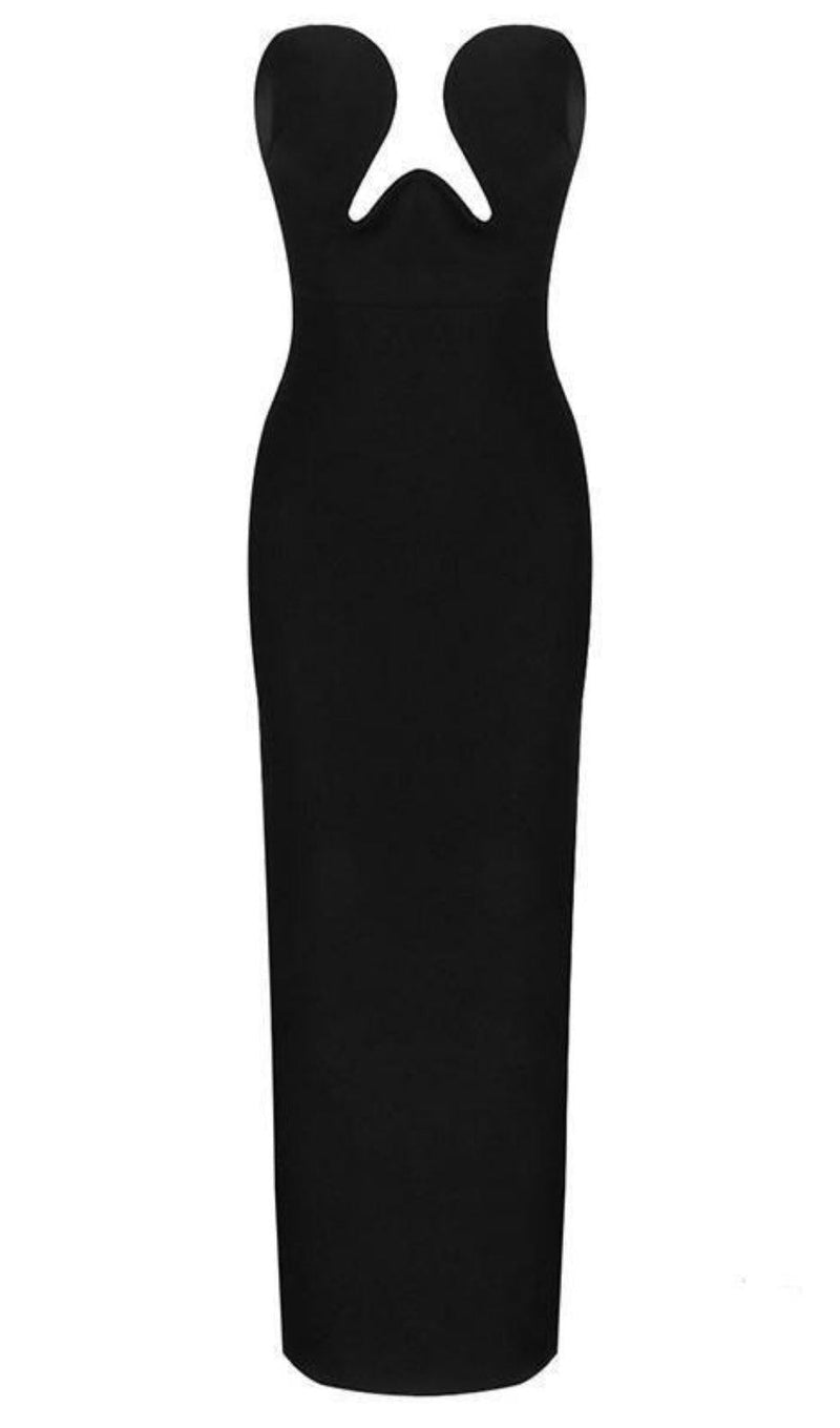 THEODORA BLACK MAXI BANDAGE DRESS