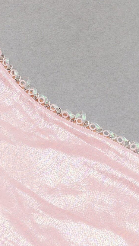 EYELET LACE UP BODYCON DRESS IN PINK