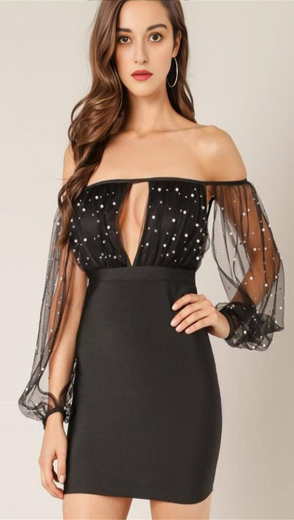 AIIZIE TAN PUFF SLEEVE RUCHED DRESS - product image