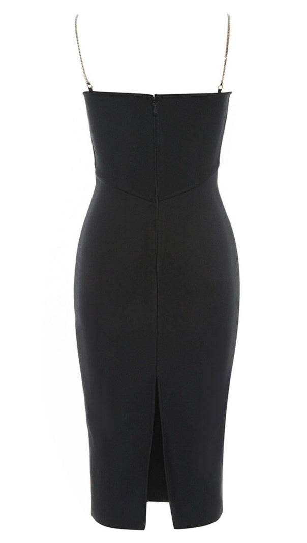 AIIZIE HALTER NECK BANDAGE MIDI DRESS IN BLACK - product image