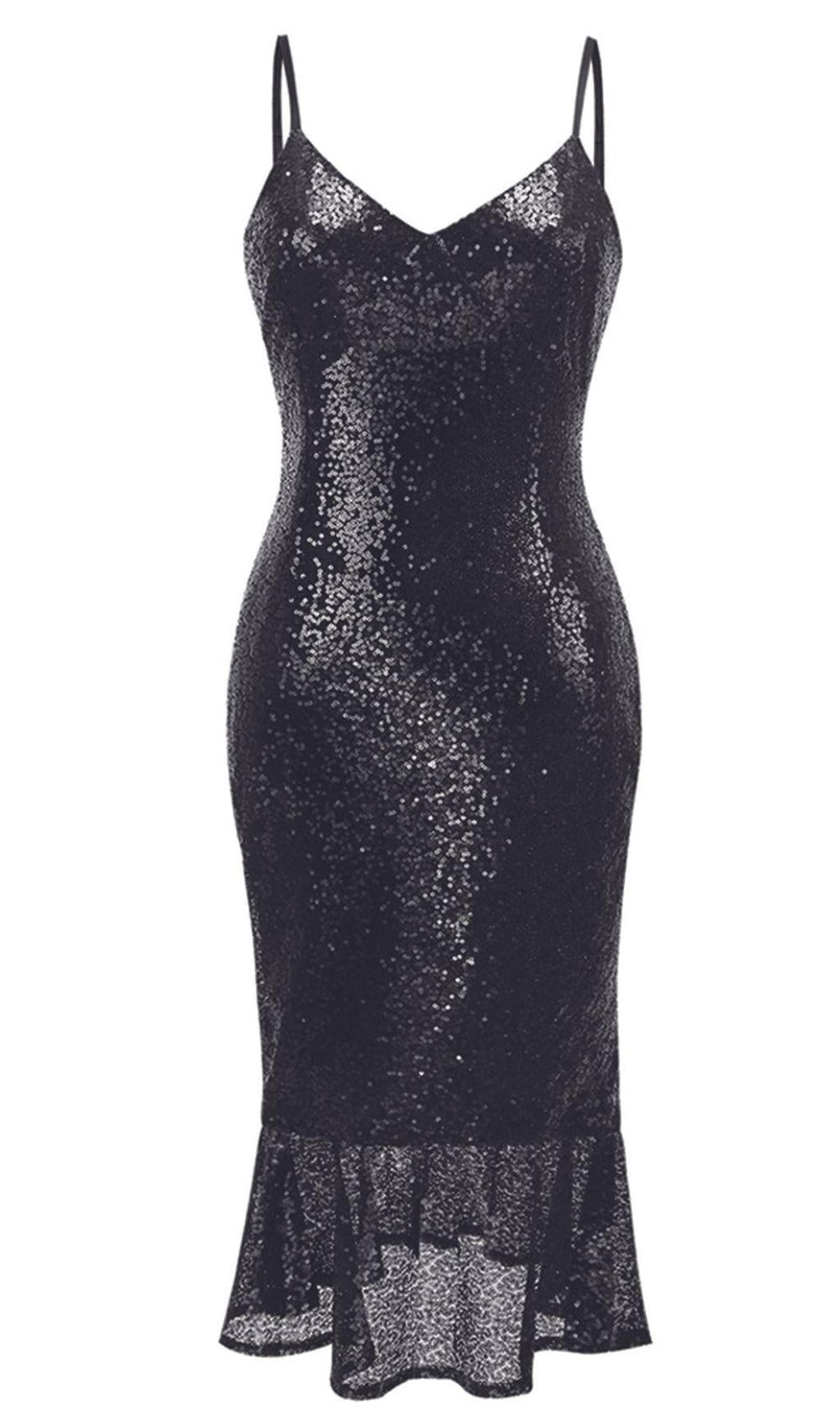 SUSPENDER STAR DIAMOND BLACK DRESS