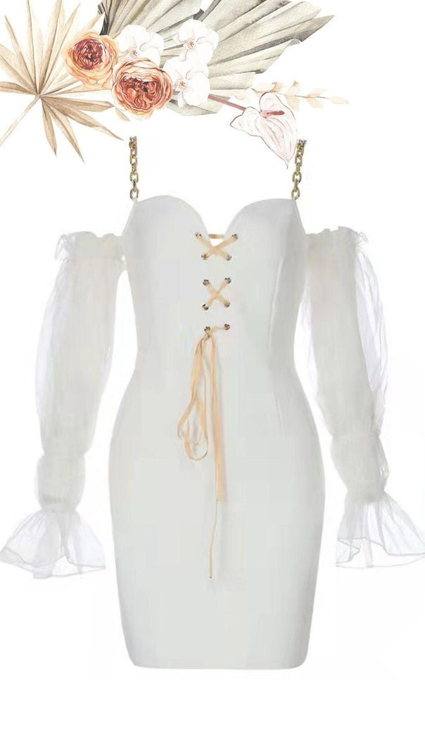 AIIZIE IVORY LACE UP MINI DRESS - product image