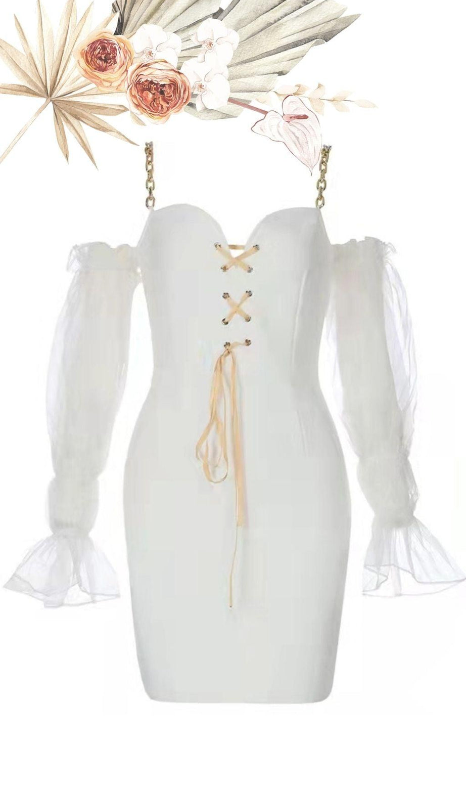 IVORY LACE UP MINI DRESS