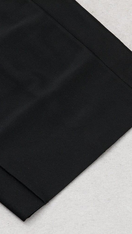 HALTER NECK BANDAGE MIDI DRESS IN BLACK