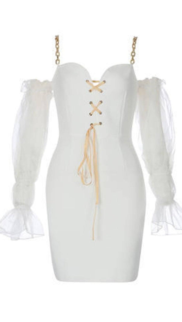 AIIZIE IVORY LACE UP MINI DRESS - product image