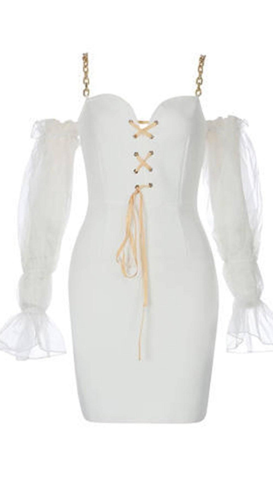 MINI ABITO AVORIO CON PIZZI