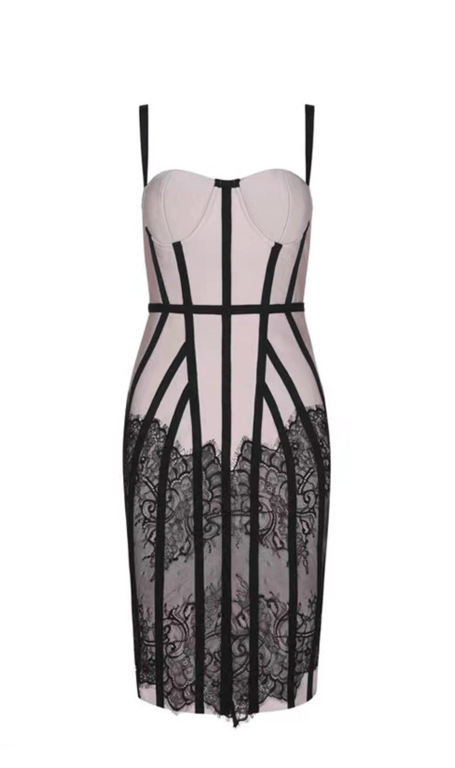SUSPENDER LACE SLIM DRESS