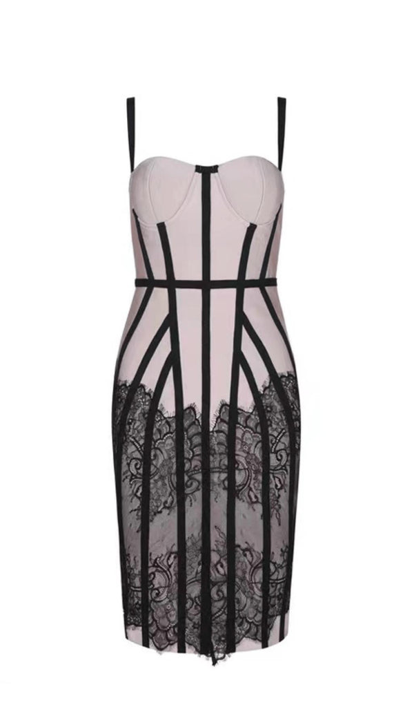 SUSPENDER LACE SLIM DRESS