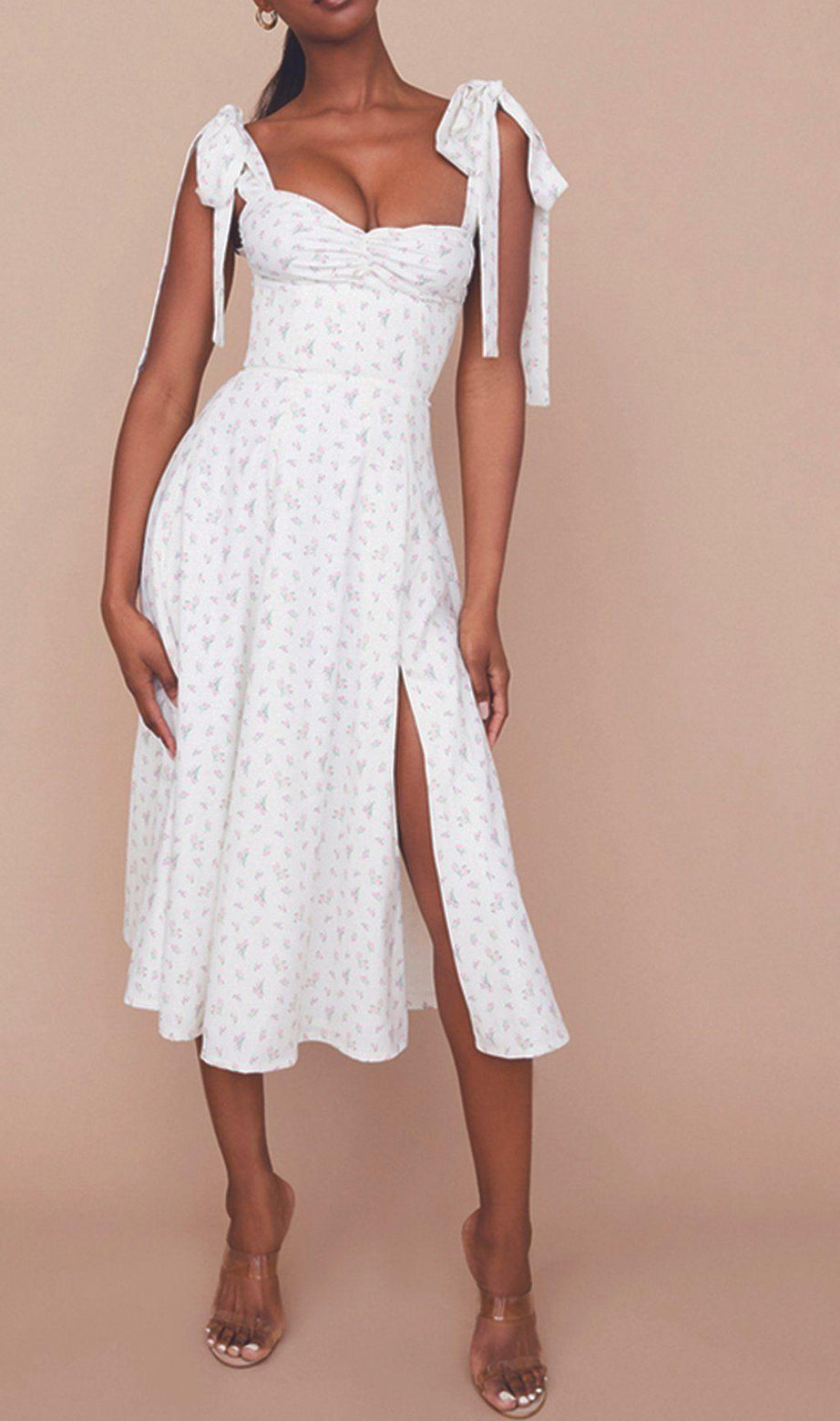 SUSPENDER IVORY PRINT DRESS