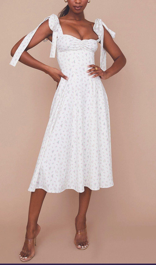 SUSPENDER IVORY PRINT DRESS