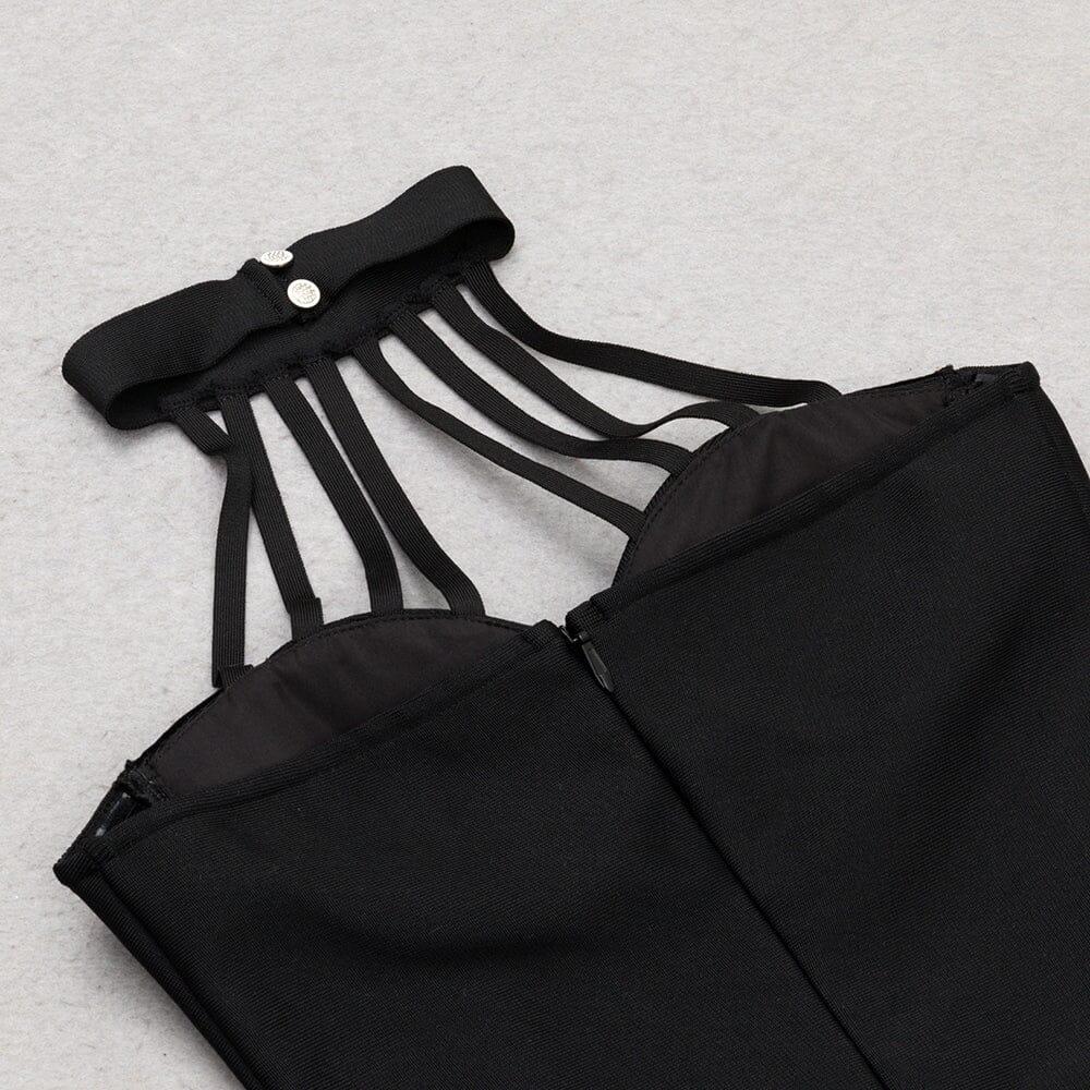 AIIZIE HALTER NECK BANDAGE MIDI DRESS IN BLACK - product image