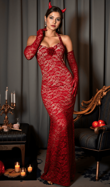 Agnes 3D Flower  Lace Dress with Gloves