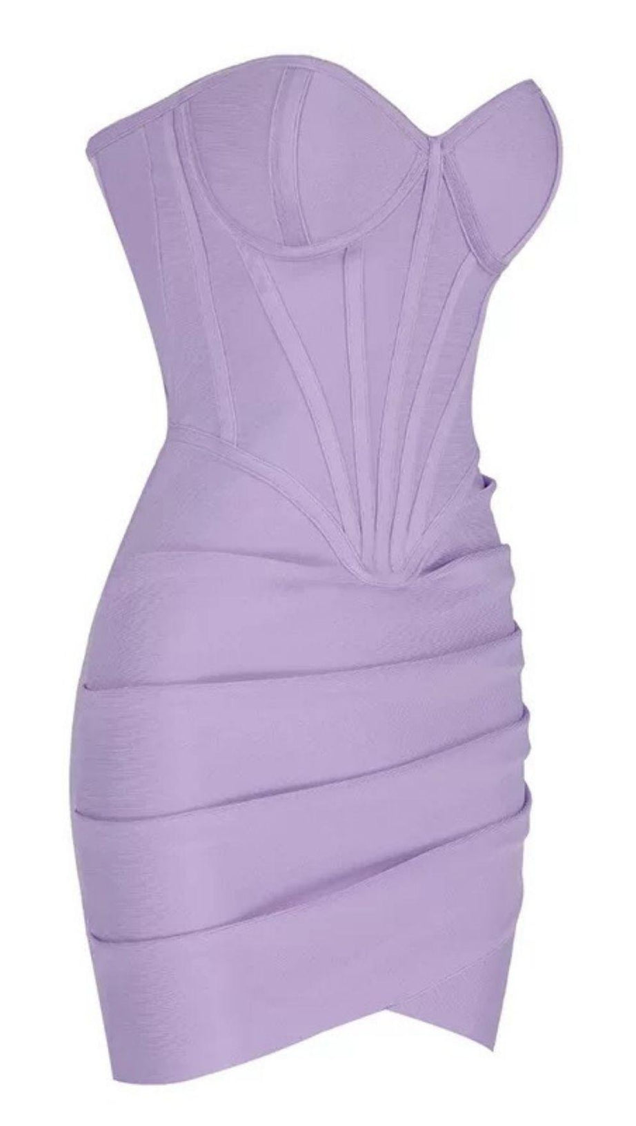 STRIPED PLEATED DRESS WITH TUBE TOP