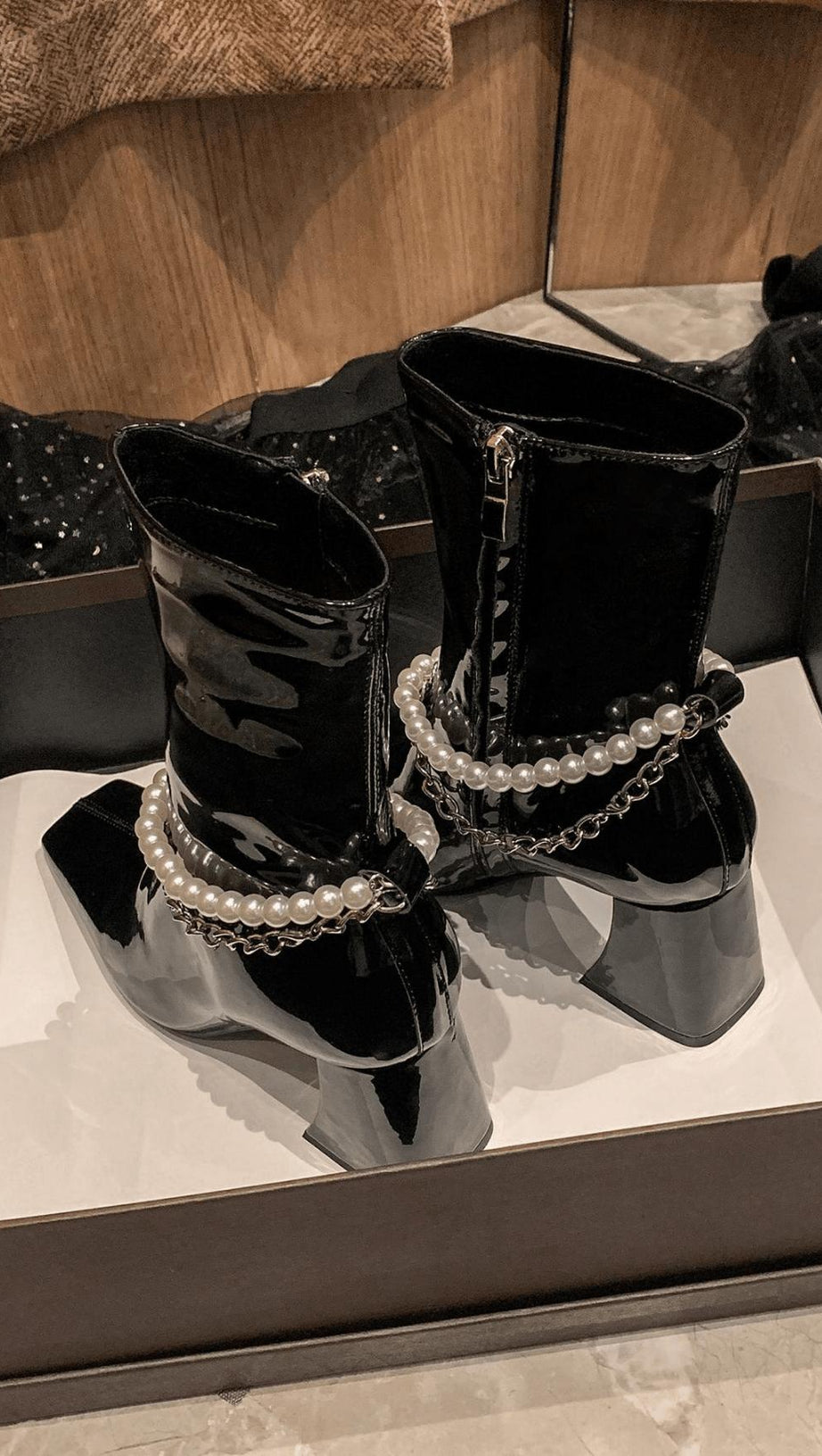 SQUARE TOE FASHION SHORT BOOTS