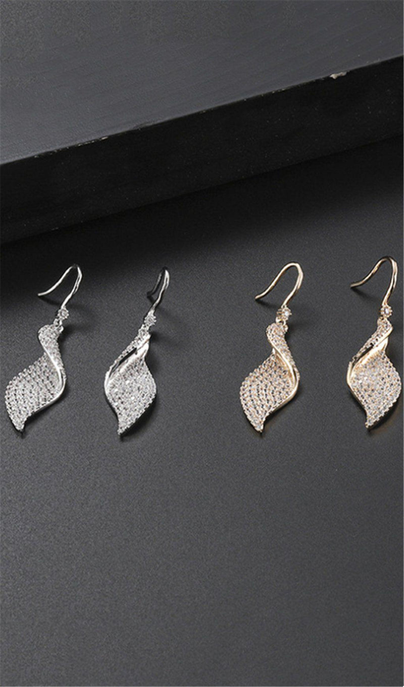 SPRIAL LONG ZIRCON EARRINGS